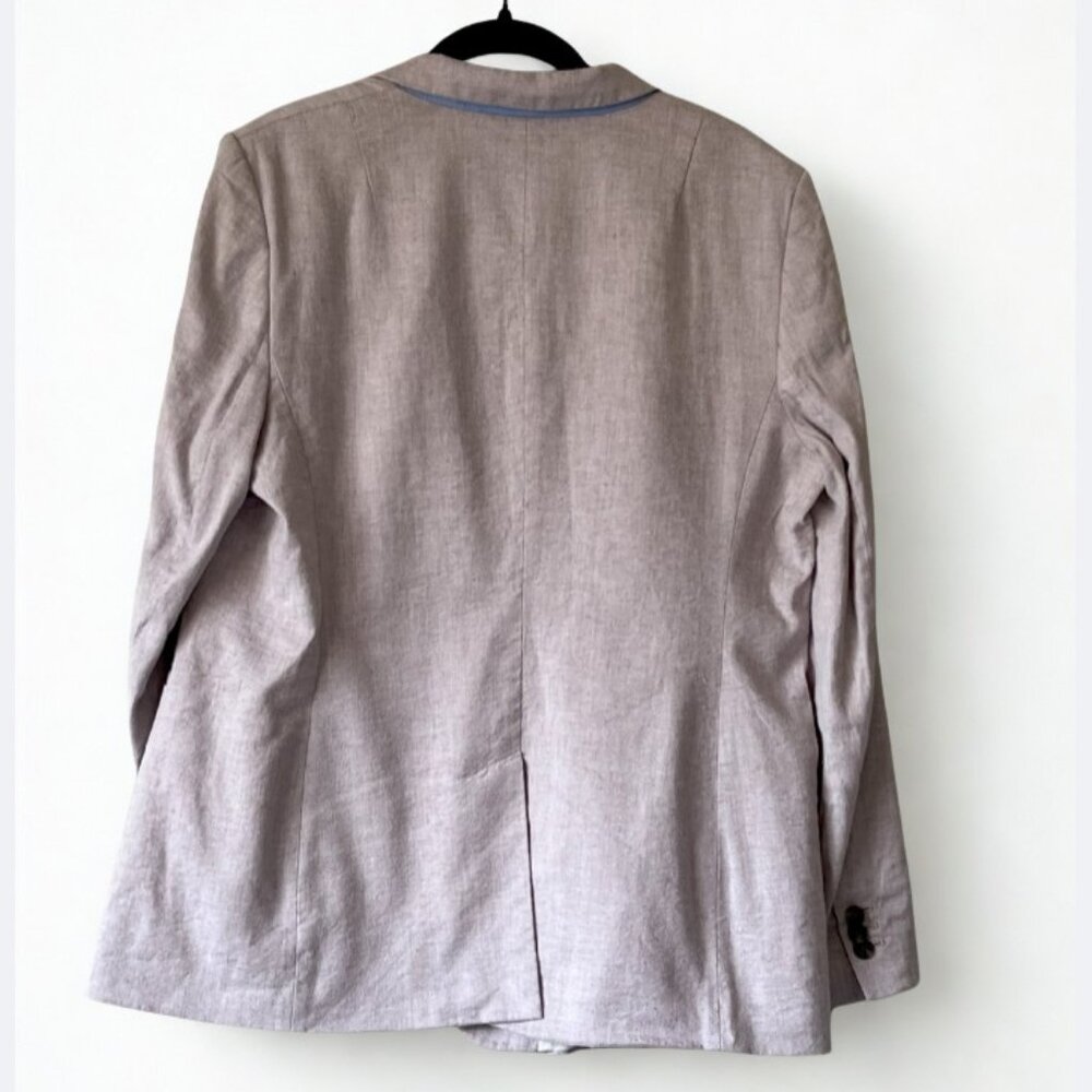 Banana Republic Long & Lean Blazer Light Grey Linen Blend Size 14 - Picture 3 of 8